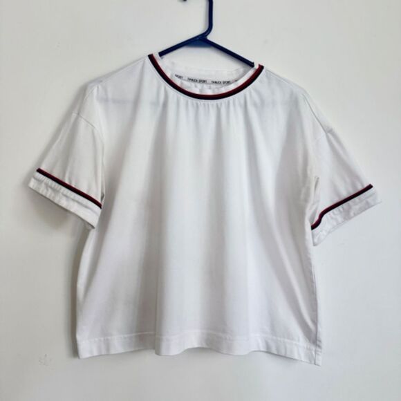Tuckernuck TNUCK Sport Americana Piped Cotton Cropped Ryan Boyfriend Tee - Picture 2 of 7